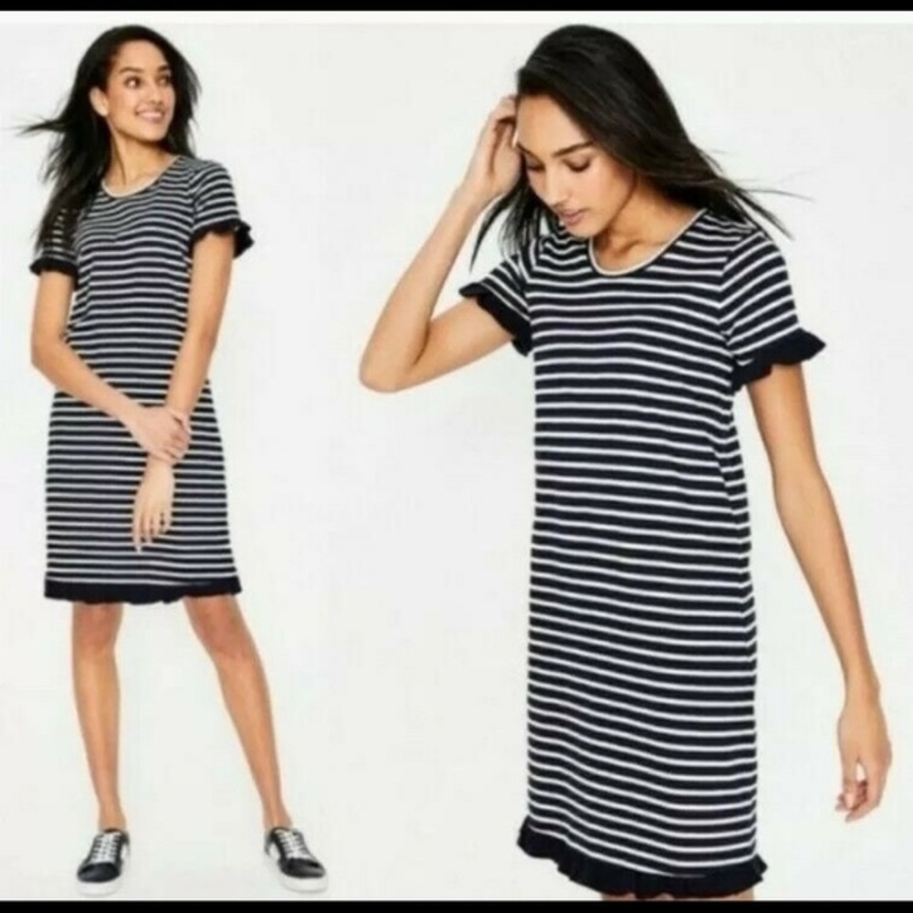 Boden Emily Jersey Dress in Navy/White Stripe 4R